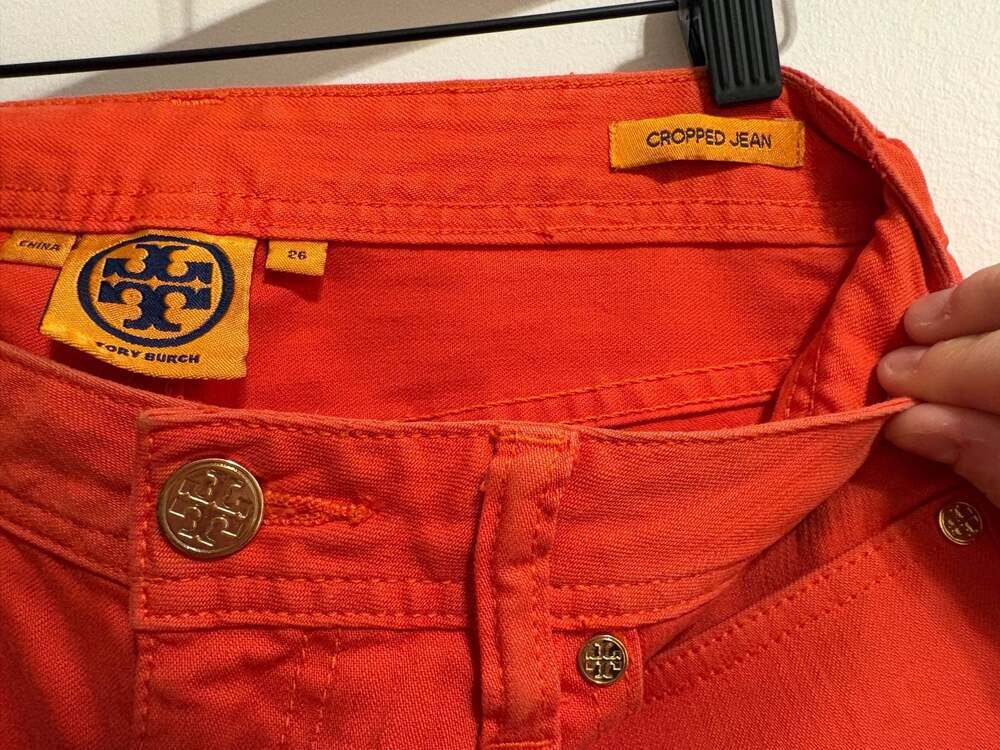 Tory Burch Orange Cropped Jeans Size 26 - Picture 7 of 7